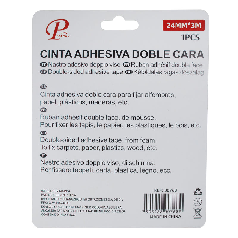 CINTA PINMARKT DOBLE CARA 24 MM 3MTS