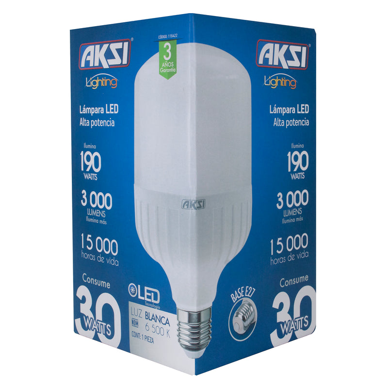 FOCO AKSI LED ALTA POTENCIA 30W TIPO T LUZ BLANCA