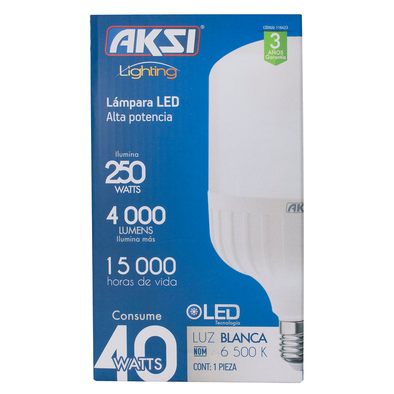 FOCO AKSI LED ALTA POTENCIA 40W TIPO T LUZ BLANCA