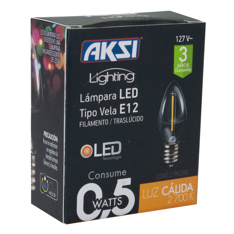 FOCO AKSI LED 0.5W 7 1/2 BLANCO TRANSPARENTE 2PACK