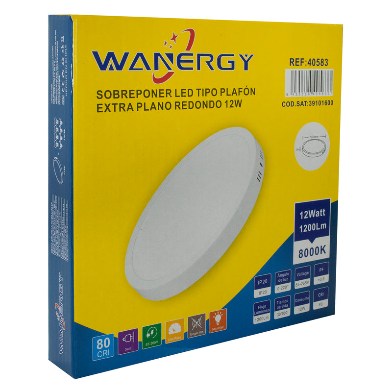 LUMINARIO DE SOBREPONER WANERGY 12W REDONDO FRIO