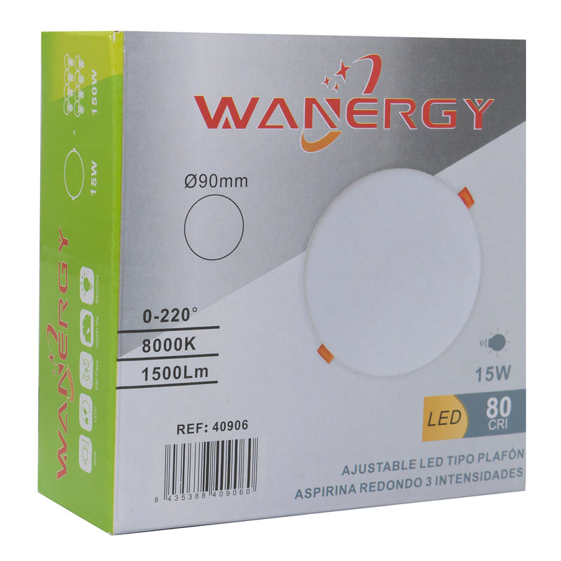 EMPOTRADO WANERGY 15 W AJUST. T/ASPIRINA TRES INTENSIDADES