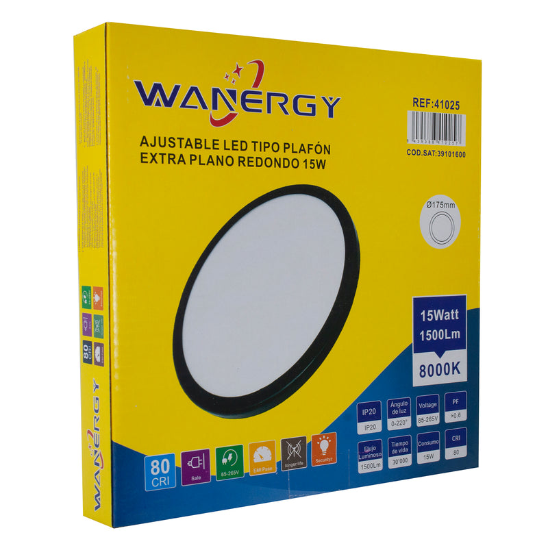 EMPOTRADO WANERGY LED 15W AJUSTABLE NEGRO