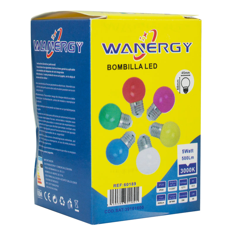 FOCO WANERGY LED 5W BOLA CALIDO