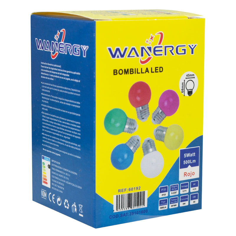 FOCO WANERGY LED 5W BOLA ROJO