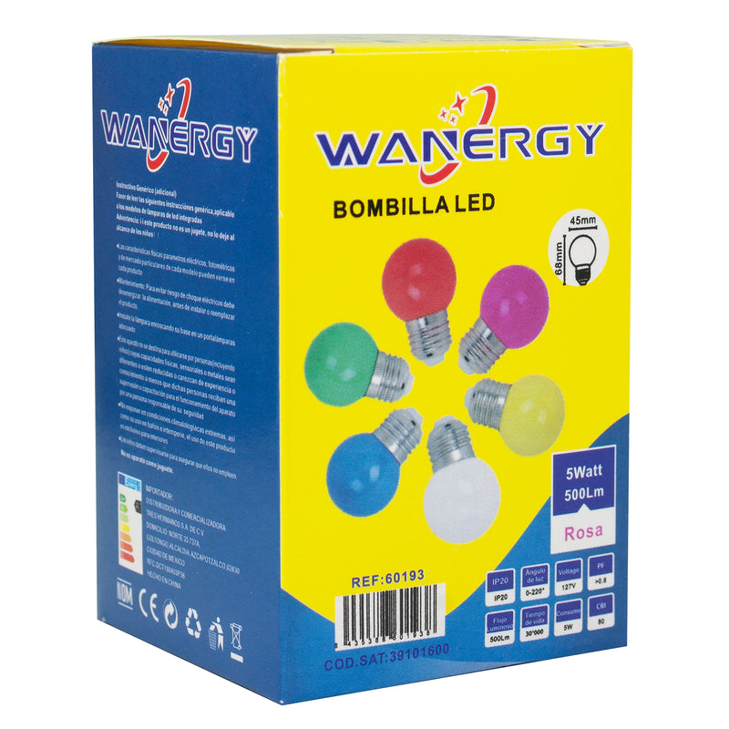 FOCO WANERGY LED 5W BOLA ROSA