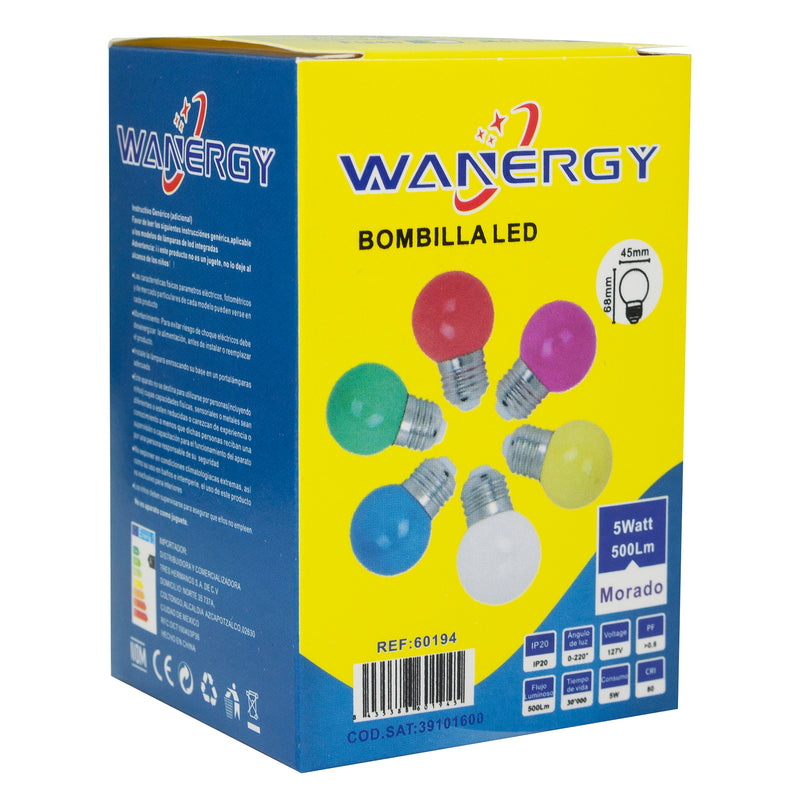 FOCO WANERGY LED 5W BOLA MORADO