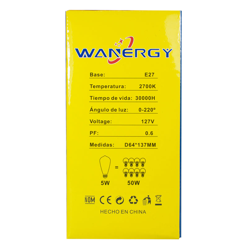 FOCO WANERGY VINTAGE LED 3D-ST64-3D 4W RGB