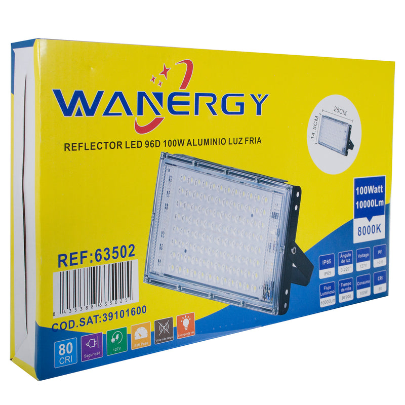 REFLECTOR WANERGY LED 100W ALUMINIO FRIO