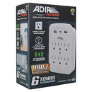 CONTACTO ADIR DE PARED 6 TOMAS 1  USB C Y 2  USB A - La nueva eléctrica