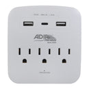 CONTACTO ADIR PARED 3 TOMAS 1  USB C Y 2  USB A - La nueva eléctrica