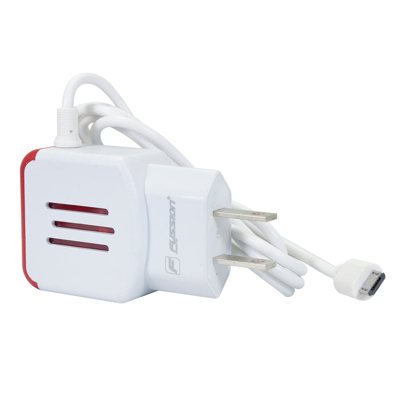 CARGADOR FUSSION CON 2 PUERTOS USB Y CABLE CON CONECTOR V8 U