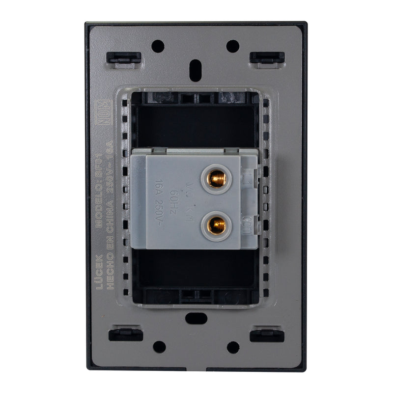 PLACA LUCEK FLAT 1 APAGADOR SENCILLO NEGRA