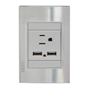 Placa Lucek 1 contacto y 2 USB cristal espejo plata - La nueva eléctrica