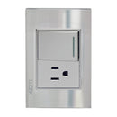 Placa Lucek 1 apagador sencillo + 1 contacto cristal espejo plateado - La nueva eléctrica