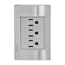 Placa Lucek 3 contactos cristal espejo plata - La nueva eléctrica