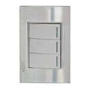 Placa Lucek 3 apagadores escalera cristal espejo plata - La nueva eléctrica