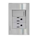 Placa Lucek 1 apagador sencillo 2 contactos cristal espejo plata - La nueva eléctrica