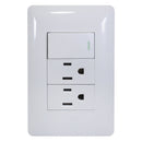Placa Solaris Eco con 1 apagador 2 contactos - La nueva eléctrica