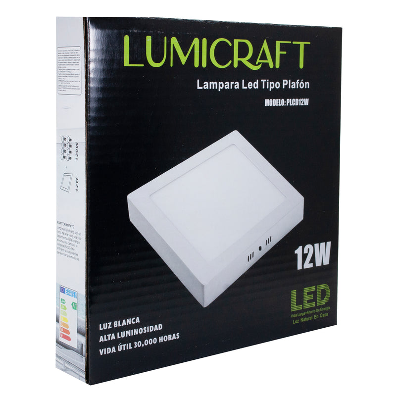 LUMINARIO DE SOBREPONER LUMICRAFT  12W CUADRADO FRIO