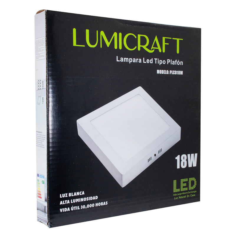 LUMINARIO DE SOBREPONER LUMICRAFT  18W CUADRADO FRIO