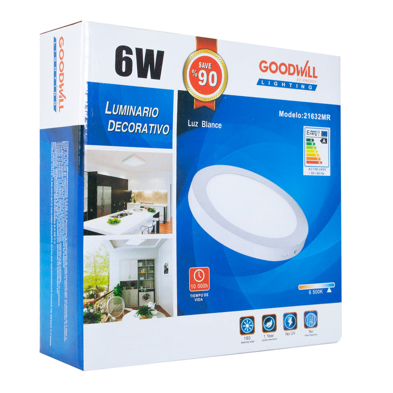 Luminario goodwill sobreponer redondo 6w 21632MR/20358M