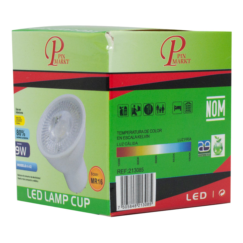 FOCO PINMARKT LED 9W MR16 CALIDO