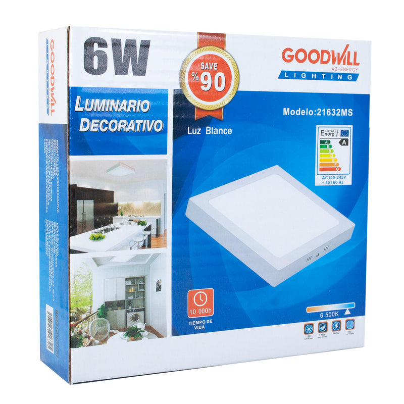 Luminario goodwill sobreponer cuadrado 6w (20364m)