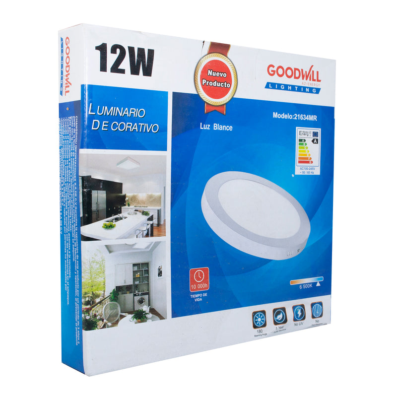 Luminario goodwill sobreponer redondo 12w 21634mr