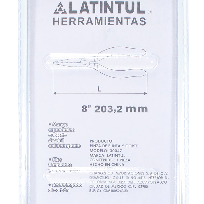 Pinza latintul punta y corte 8