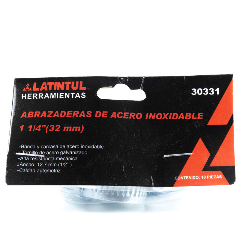 Abrazadera latintul sinfin inox 10pza 1 1/4