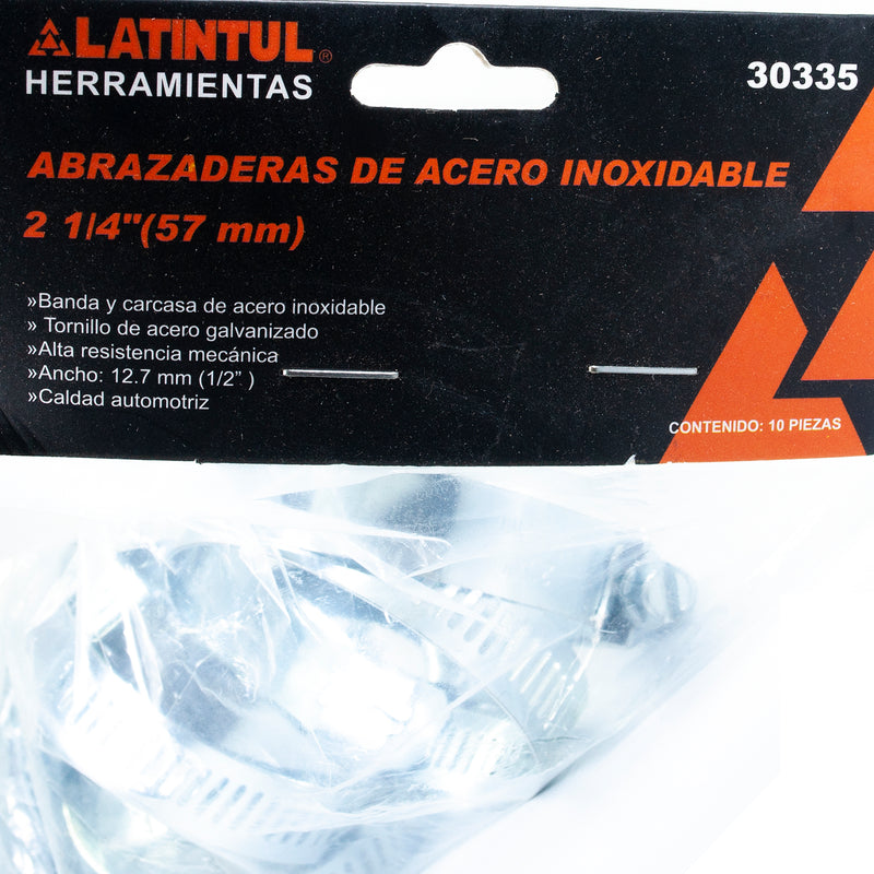 Abrazadera latintul sinfin inox 10pza 2 1/4