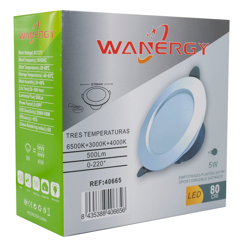 EMPOTRADO WANERGY LED 5W 3 TEMPERATURAS