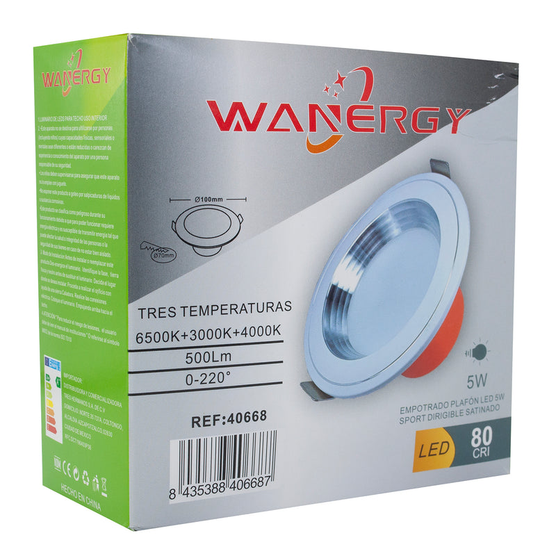 EMPOTRADO WANERGY LED 5W 3 TEMPERATURAS