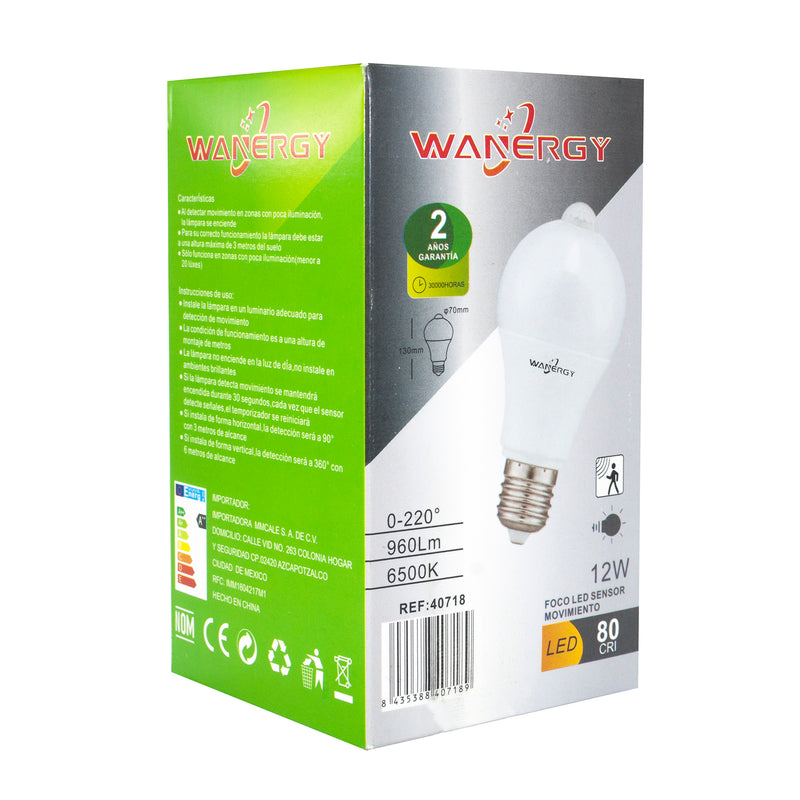 Foco Wanergy led 12w sensor de movimiento