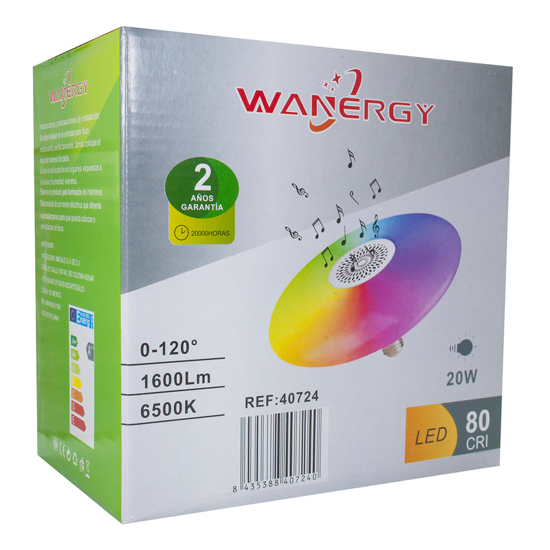 Foco Wanergy rgb t/bocina 20w bluetooth