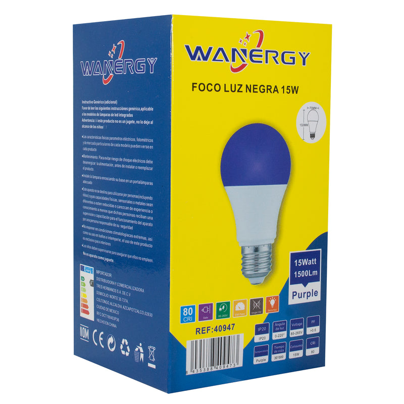 FOCO WANERGY LED 15W LUZ NEGRA