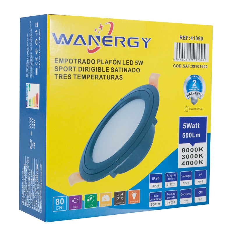 EMPOTRADO WANERGY LED 5W NEGRO 3 TONOS