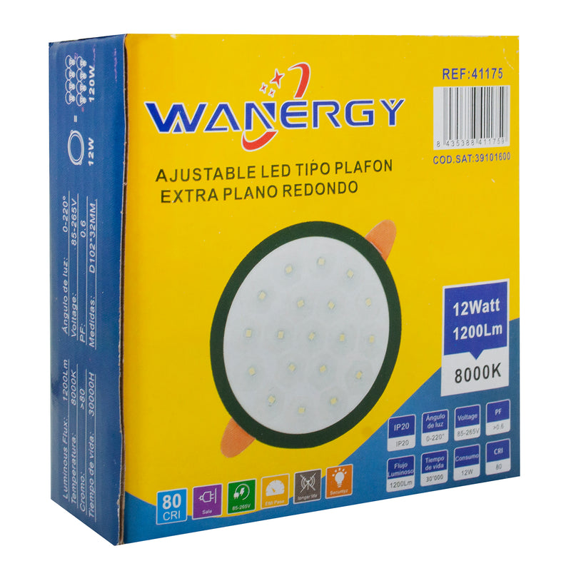 EMPOTRADO WANERGY LED 12W AJUSTABLE TIPO COLMENA NEGRO