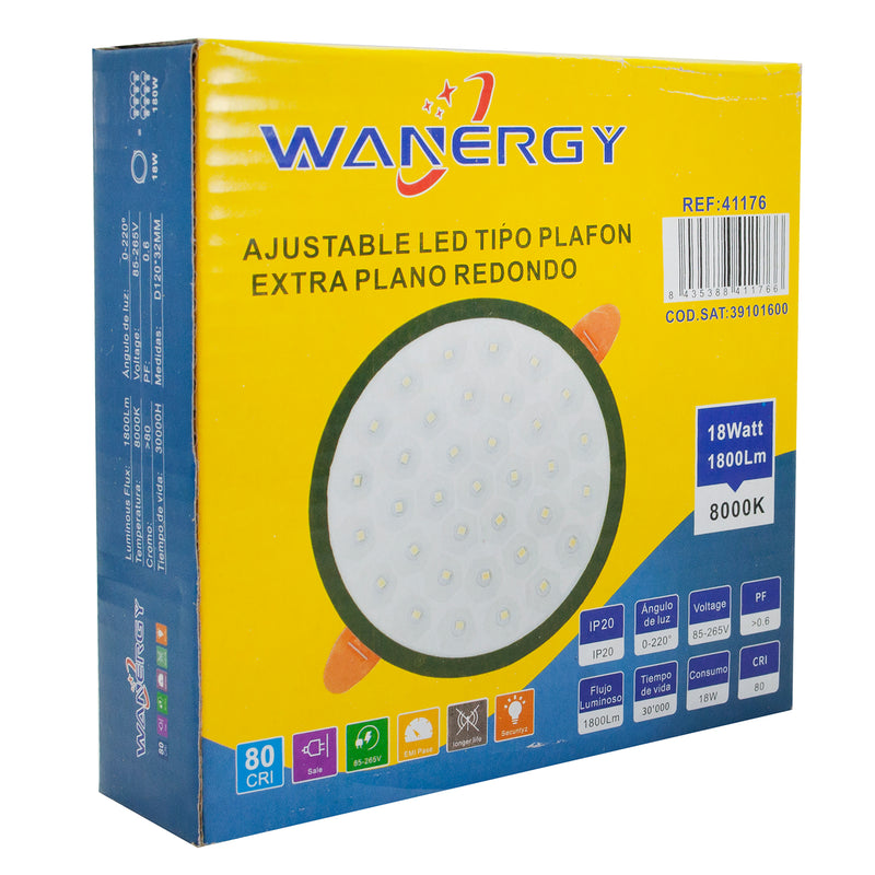 EMPOTRADO WANERGY LED 18W AJUSTABLE TIPO COLMENA NEGRO