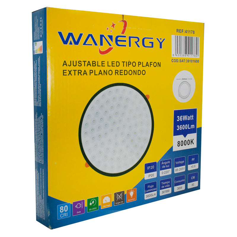 EMPOTRADO WANERGY LED 36W AJUSTABLE TIPO COLMENA NEGRO