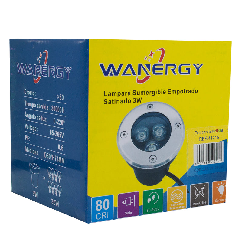 EMPOTRADO WANERGY 3W SUMERGIBLE RGB