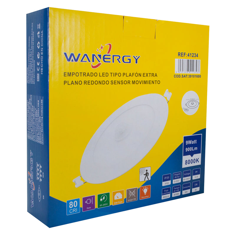 EMPOTRADO WANERGY LED 9W SENSOR DE MOVIMIENTO