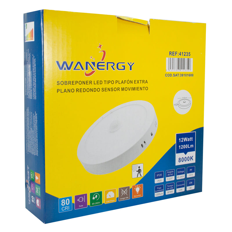 LUMINARIO WANERGY LED 12W SENSOR DE MOVIMIENTO