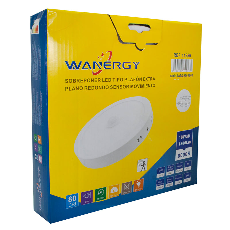 LUMINARIO WANERGY LED 18W SENSOR DE MOVIMIENTO