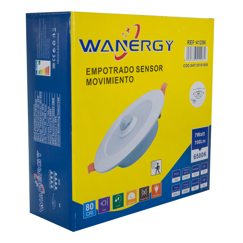 EMPOTRADO WANERGY LED 7W SENSOR DE MOVIMIENTO