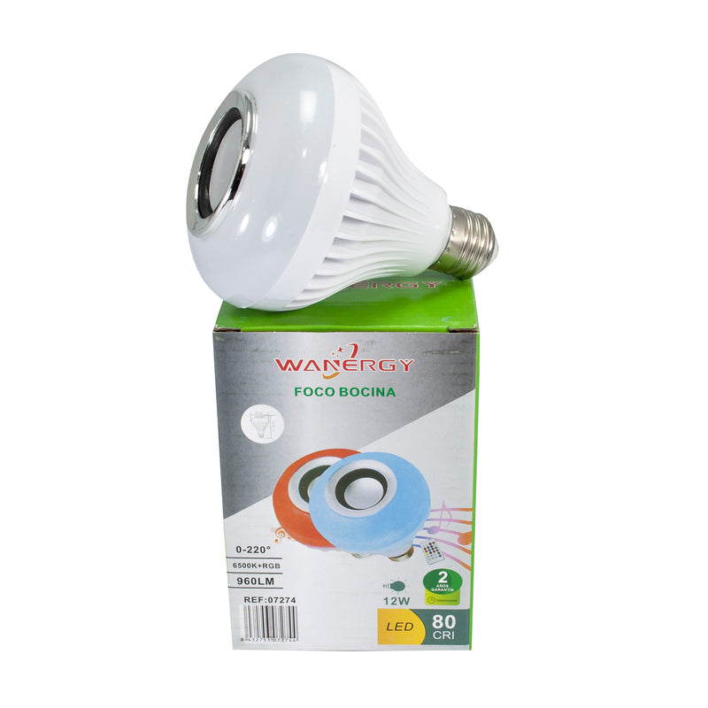 Foco Wanergy led 12w con bocina rgb control remoto