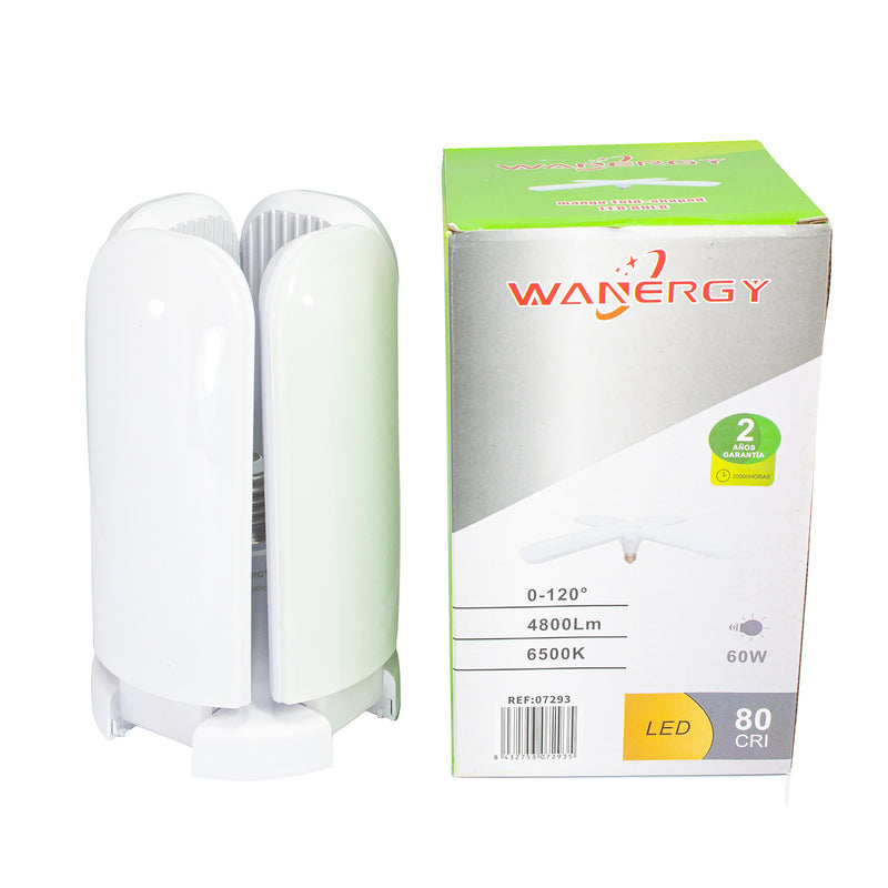 Foco Wanergy led 60w tipo ventilador 4 aspas transparente