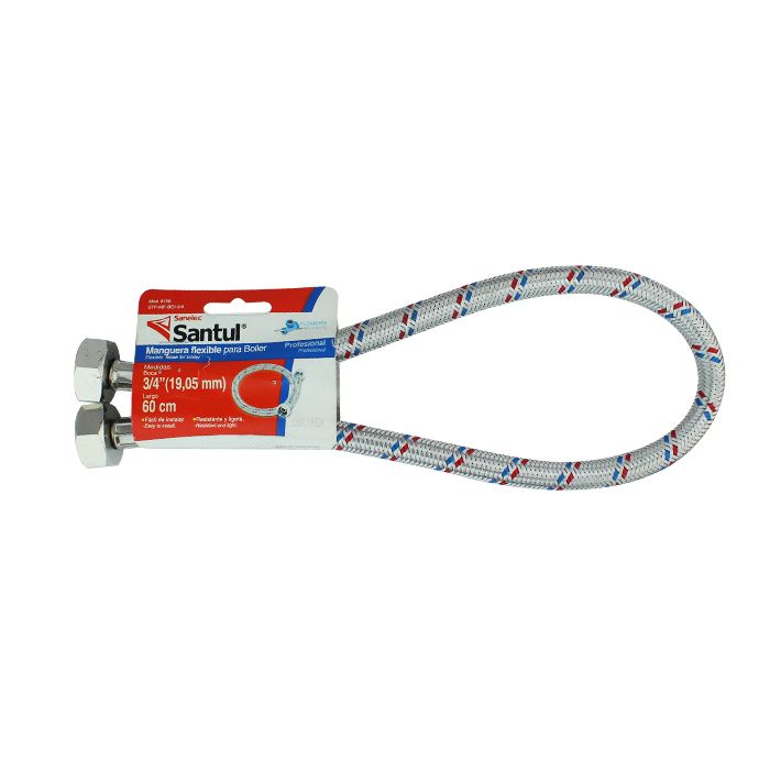 Manguera sanplom flexible para boiler de 3/4 x 3/4 60 cms