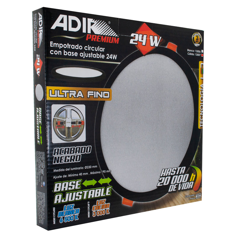 EMPOTRADO ADIR LED 24W REDONDO AJUSTABLE LUZ CÁLIDA NEGRO